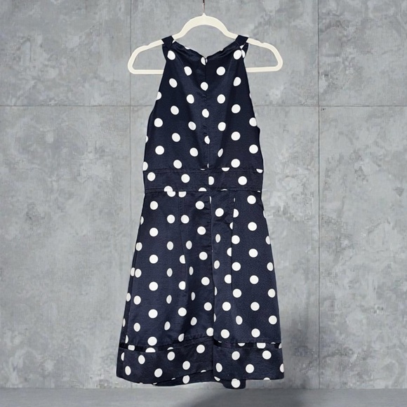 Eliza J Navy White Polka Dot Sleeveless Fit & Flare Dress Pleated Skirt Size 14 - Picture 6 of 6